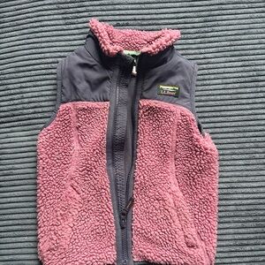 L.L. Bean Pink and Black Fleece Vest